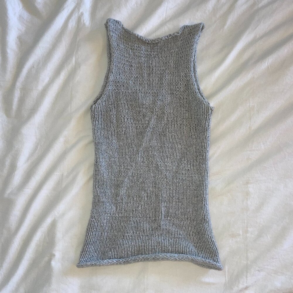 Handknit gray wool tank